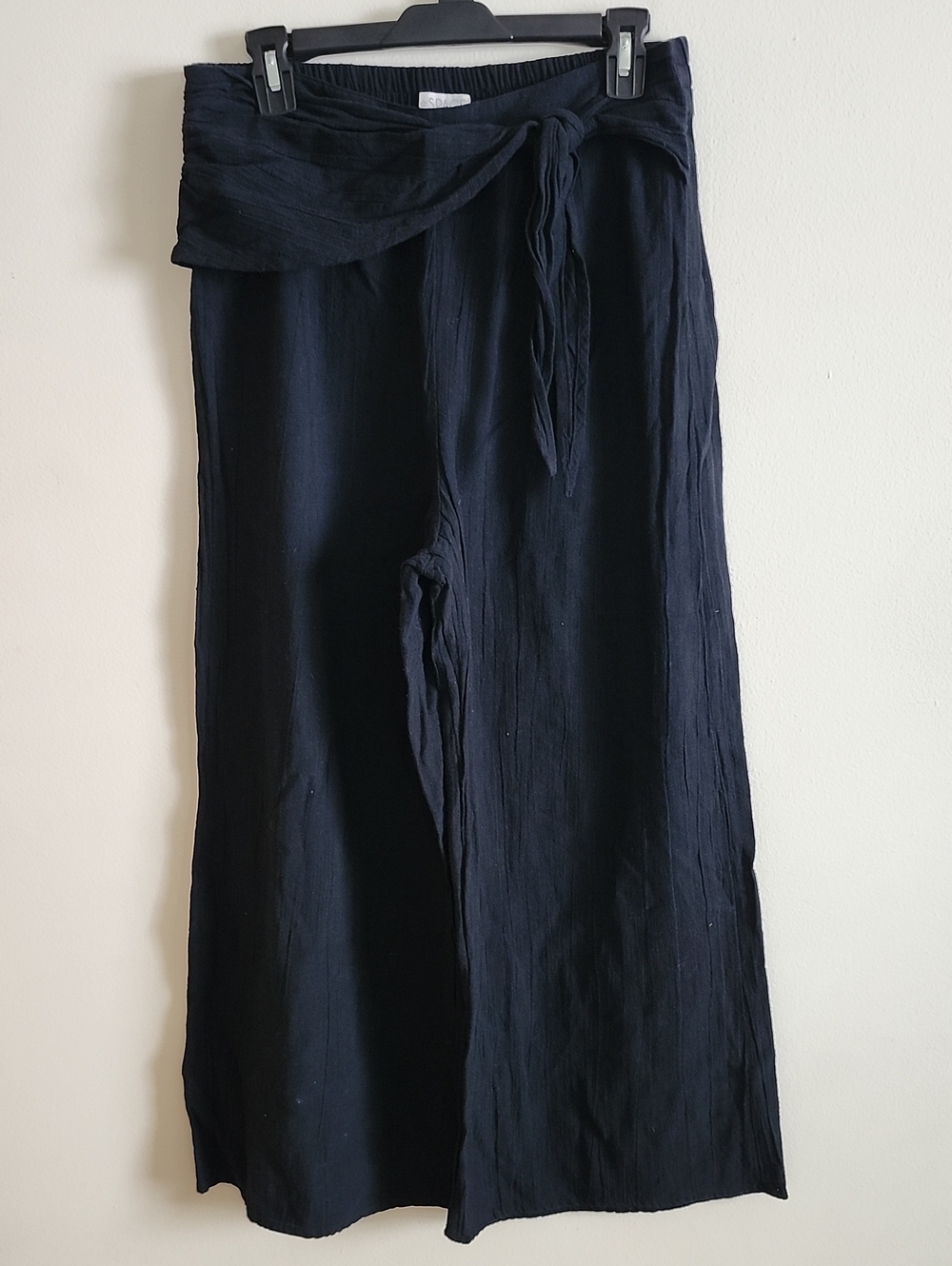 L*space Hanalei Tie Front Black Cotton Beach Cropped Ankle Pants Swim Cover-up L